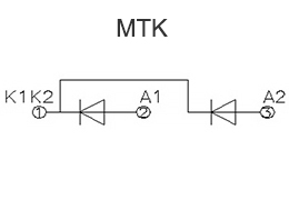 MDK diyot modüllerinin katot bağlantı şeması (ortak katot devresi)