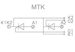 MTK tristör modüllerinin katot bağlantı şeması (ortak katot devresi)