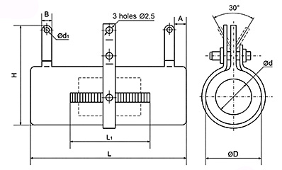 Drawing of wirewound tubular resistor